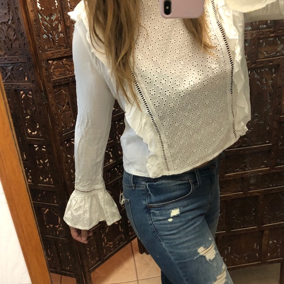 Jack by BB Dakota White Eyelet Ruffle Crop Top - Picture 3 of 5